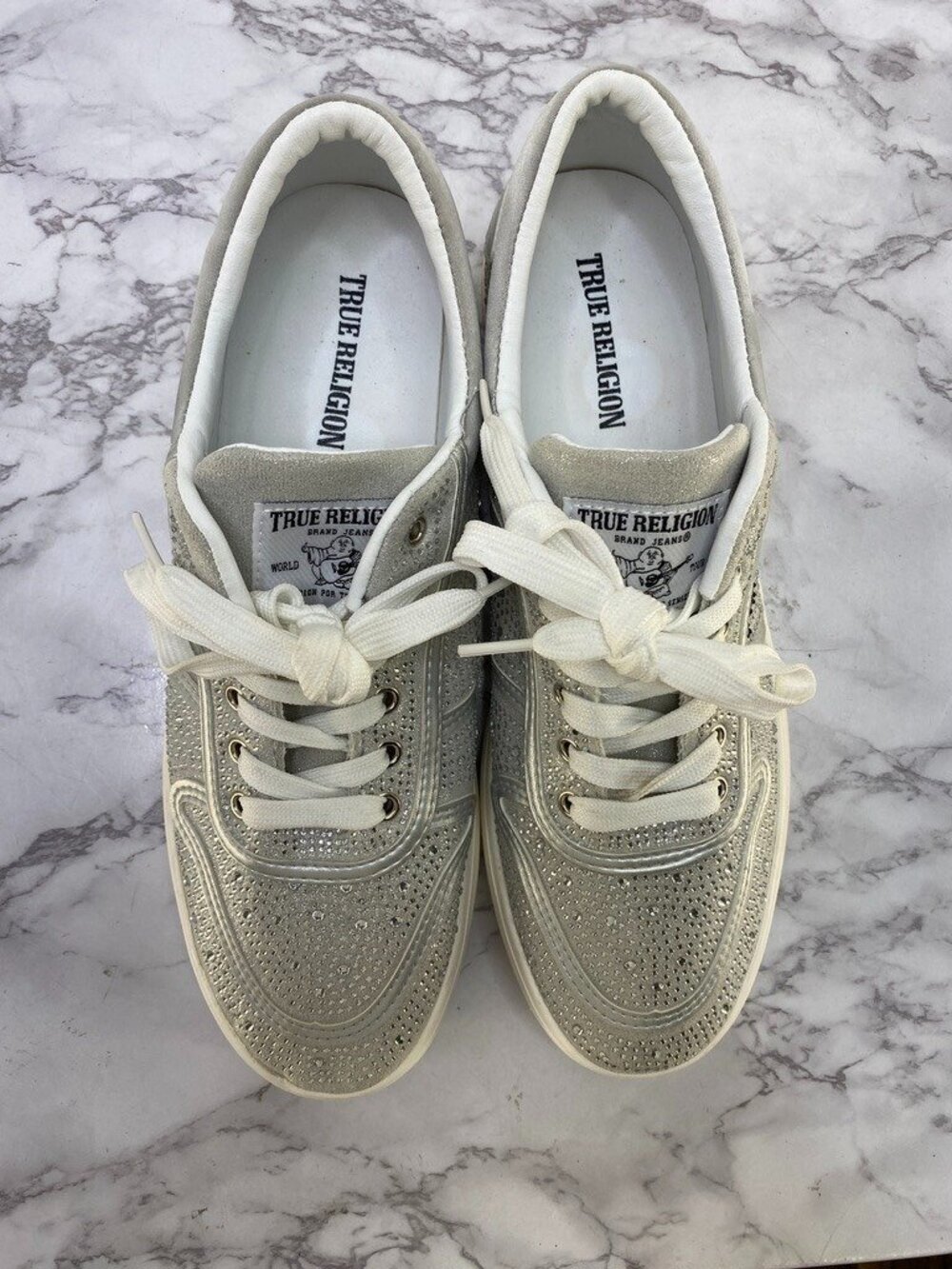 True Religion Esperanza Women's Rhineston Silver Sneaker SZ 10 - Picture 5 of 11